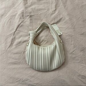 Elegant White Pleated Shoulder Bag